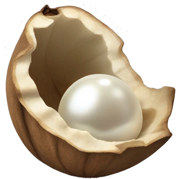 white pearl in a walnut shell emoji