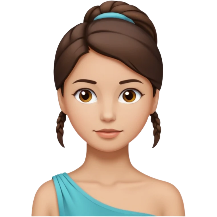 woman tie her brunette hair low and put on one side of shoulder  emoji