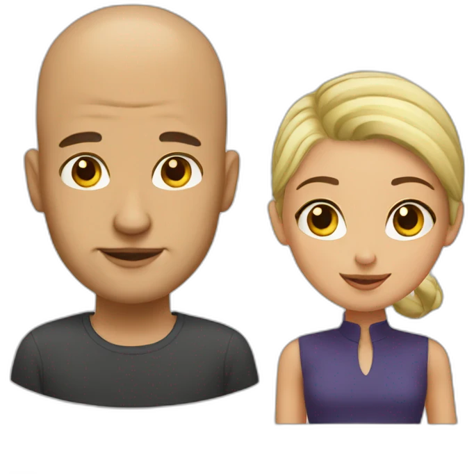 a bald guy with a girl emoji