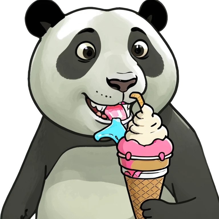 Panda eating ice cream emoji