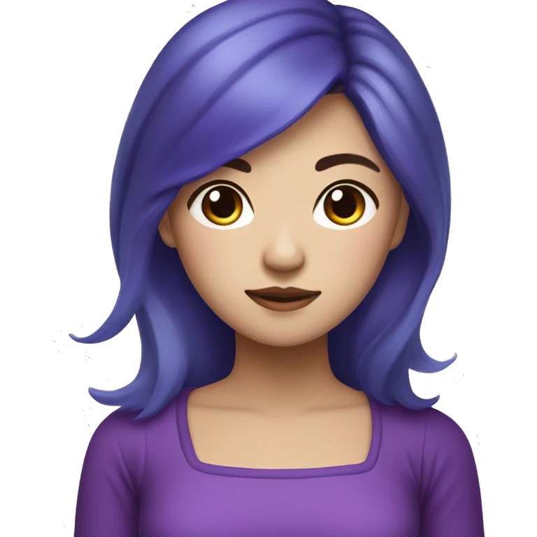 Canadian-Vietnamese-Chinese Female with blue and purple hair and a purple dress with purple eyes emoji
