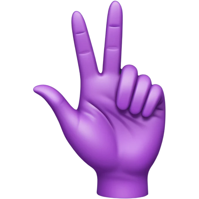 A 3D emoji-style human hand making a ‘pointing up with one finger’ gesture. The entire hand is colored in vibrant purple, with smooth glossy texture, simple shading, and no background. emoji