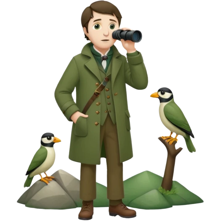 henry David thoreau full body birdwatching with bonoculars emoji