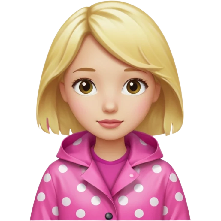 Blonde girl in a pink polka dot raincoat emoji