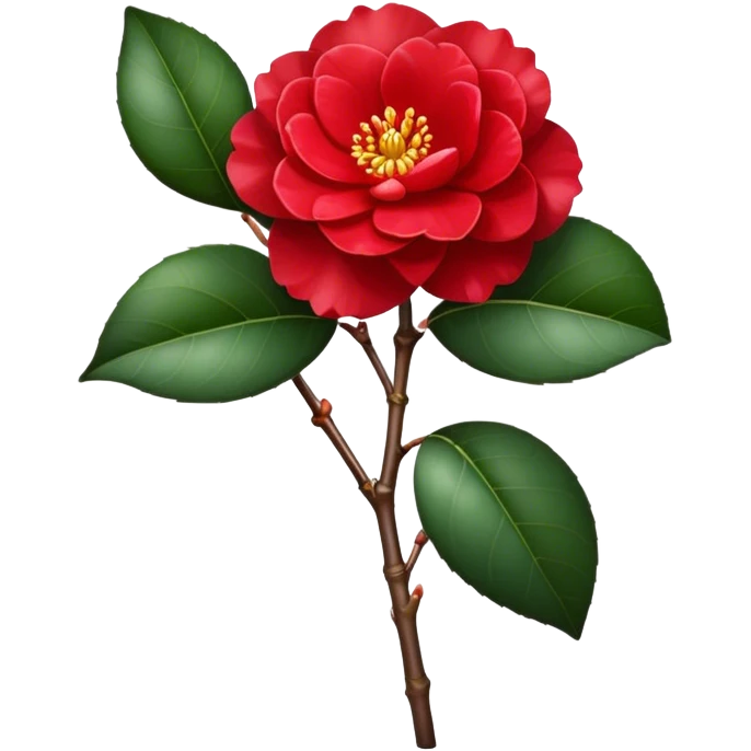 single Red Camellia, straight stem emoji