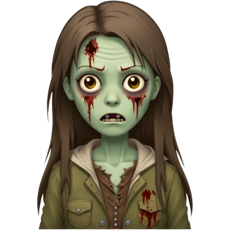 a zombie woman with straight brown long hair emoji