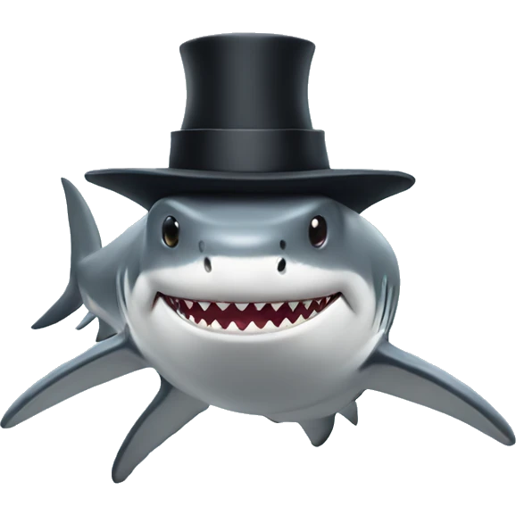 Shark with a top hat emoji