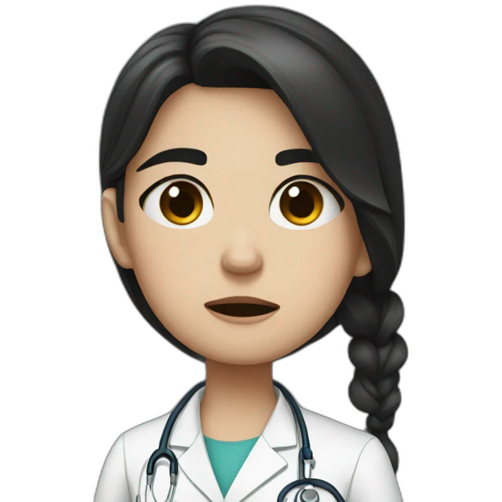 doctor girl with dark hair crying tears emoji