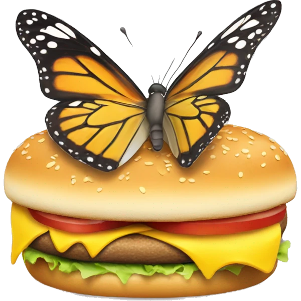 Butterfly eating a cheeseburger  emoji