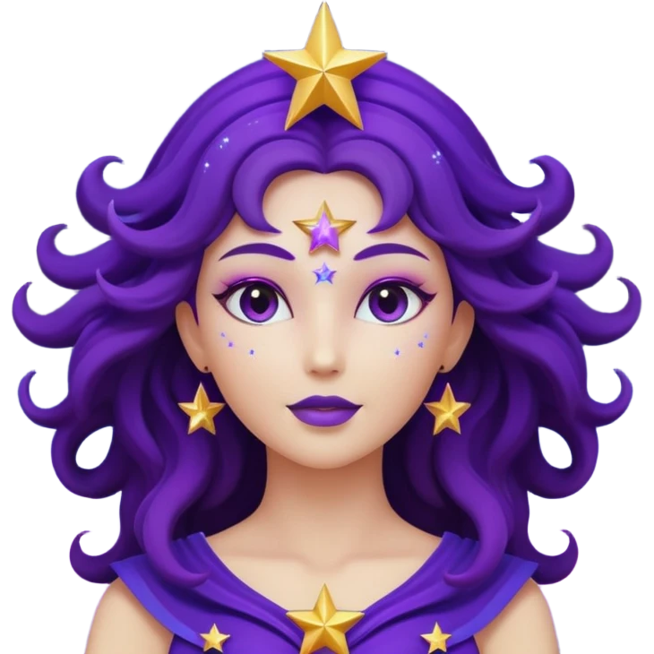 3D render of Star Goddess made of deep space cosmic energy, Silhouette filled with galaxies, glowing purple edges, silhouette shape with no facial features, Apple emoji style, isolated on white background --v 6.0 emoji