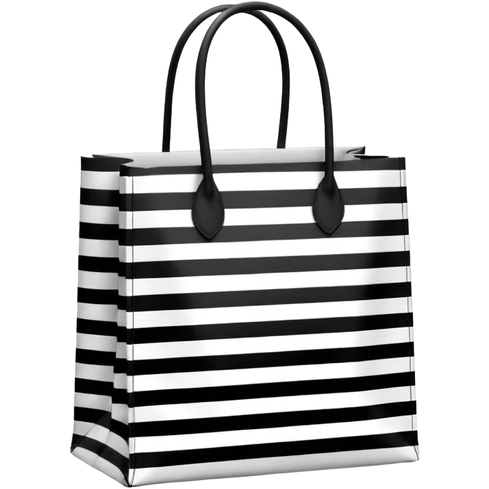 Black and white striped that says the wordSephora shopping bag emoji