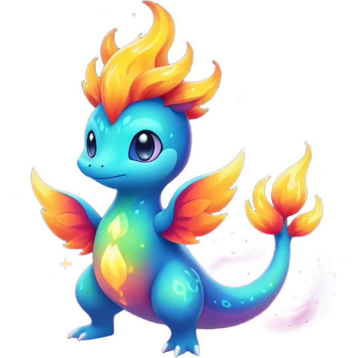 Elemental Forty Fiery Sparky Fierce Colorful Gradient Sparkly Nebular Starry Flaming Viney Vinal Dusky Aurorus-Amaura-Auroras-Pokémon-Fakémon-creature emoji
