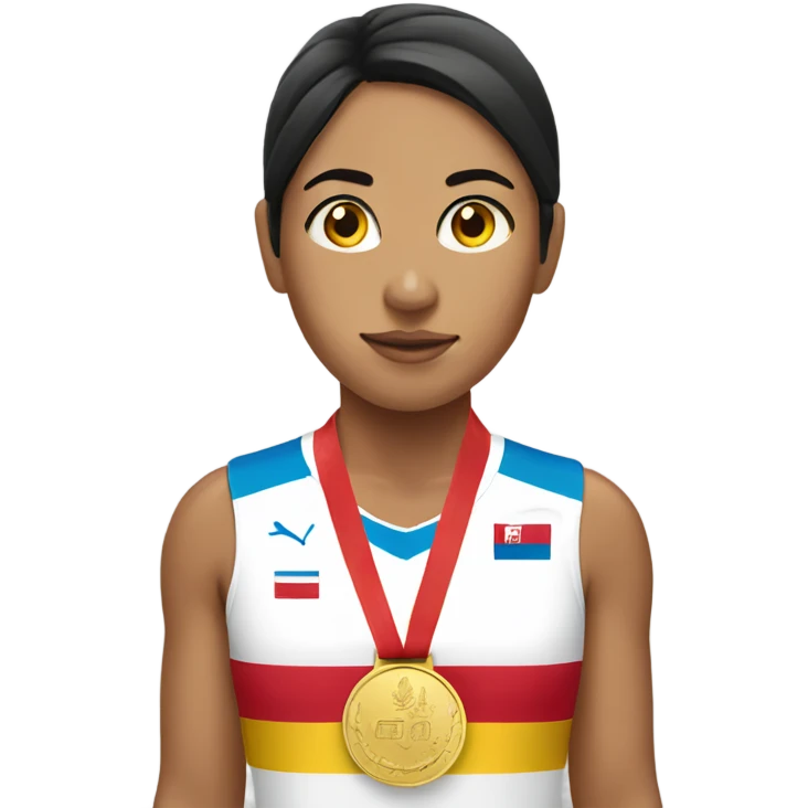 Peruvian female wearing a gold medal emoji