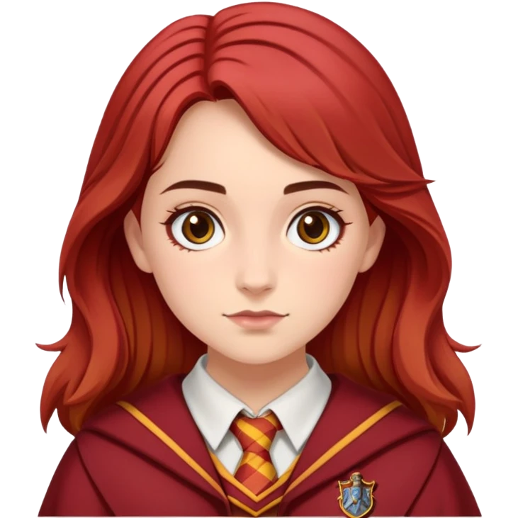 Georgina Leonidas is Katie Bell in harry potter, wear hogwarts gryfindor uniform emoji