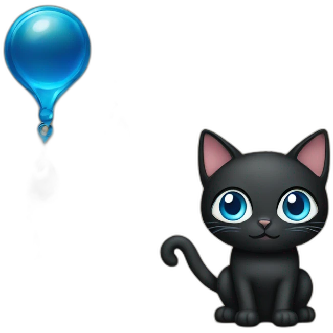 Black Cat with blue eyes holding Kazakhstan tenne emoji