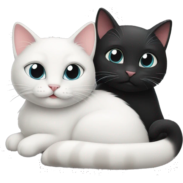 Black cat and white cat in love emoji