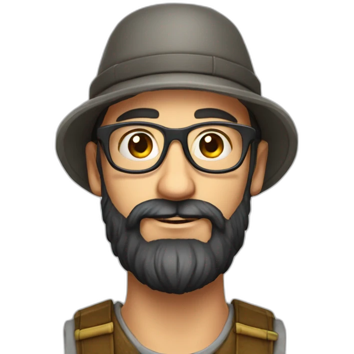 harvest garneder european long black beard no hair glasses with hat emoji