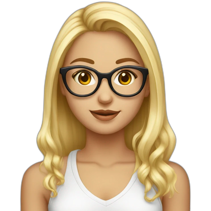 Una chica rubia de 17 años con gafas emoji