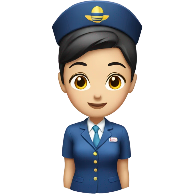 asian flight attendant with luggage without hat emoji
