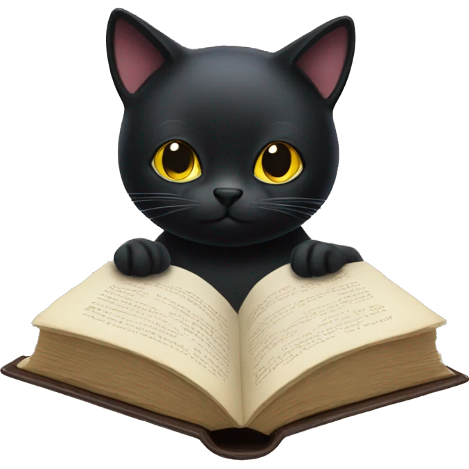 A black cat reading a book emoji
