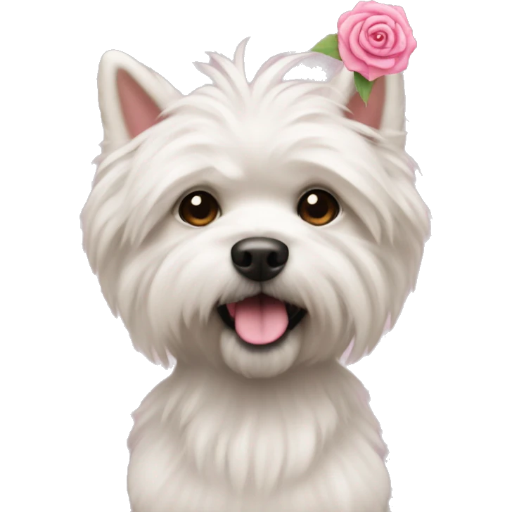 Cut dog with pink rosett and fluffy emoji
