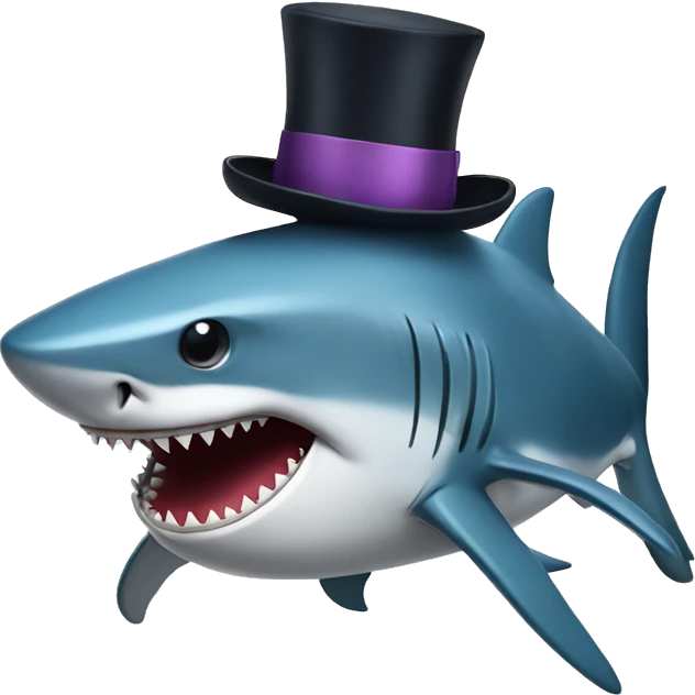 Shark with a top hat emoji