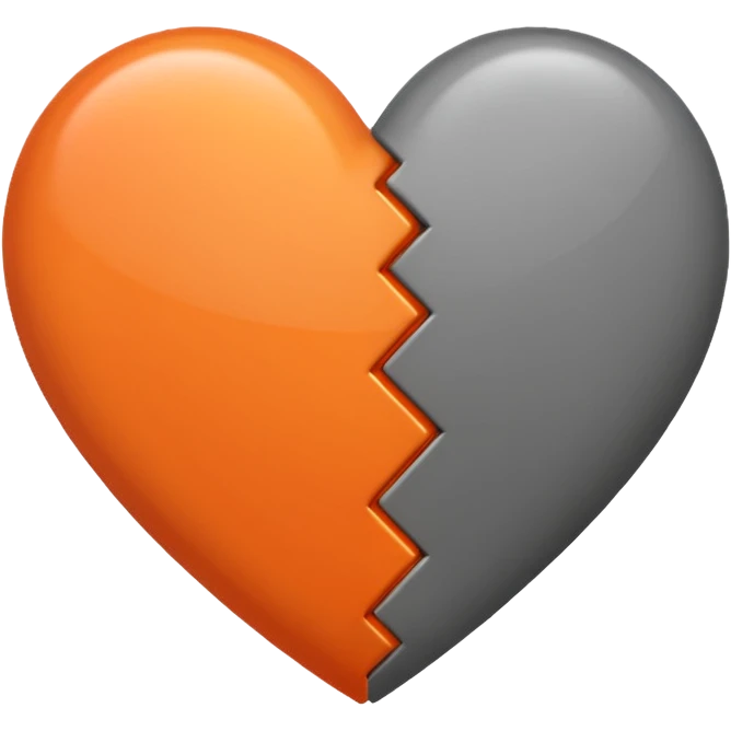 Make a half gray and half orange heart emoji (left is gray and right is orange) emoji