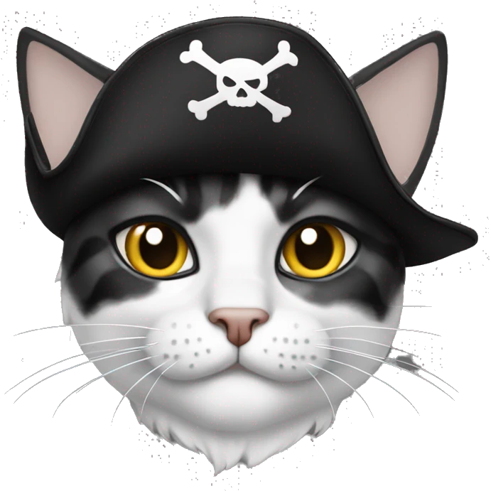 black and white pirate cat emoji