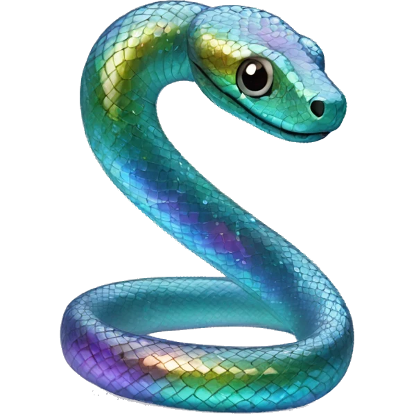 Sparkly glossy Pastel iridescent glass snake emoji