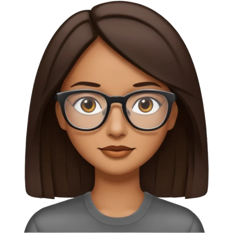 woman with tan skin, shoulder length straight dark-brown hair and glasses emoji