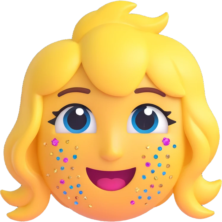 Kesha emoji with glitter, shiny and playful, sparkling accents emoji