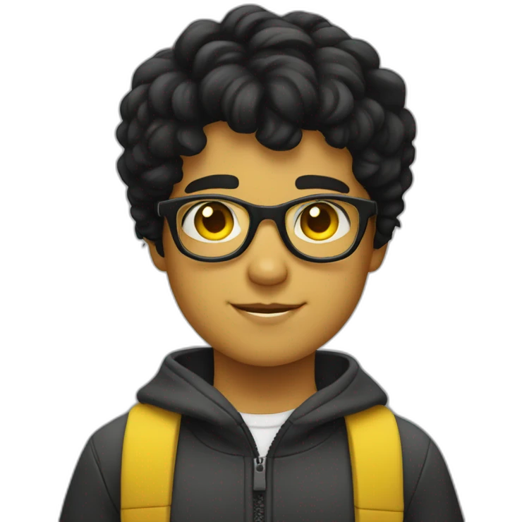 boy with yellow tinted glasses and combed black hair  emoji