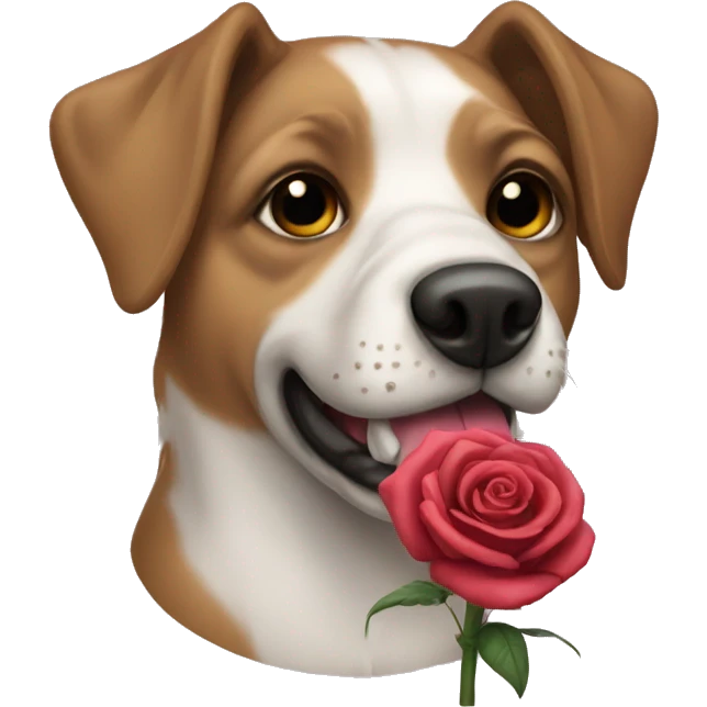 Dog with rose in mouth  emoji