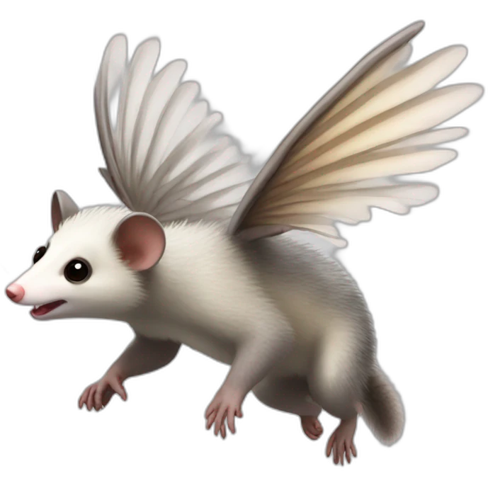 Adult wild opossum flying with wings  emoji