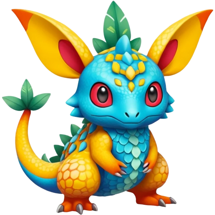 Colorful Exotic Pokémon-Fakémon-hybrid-creature (full body) emoji