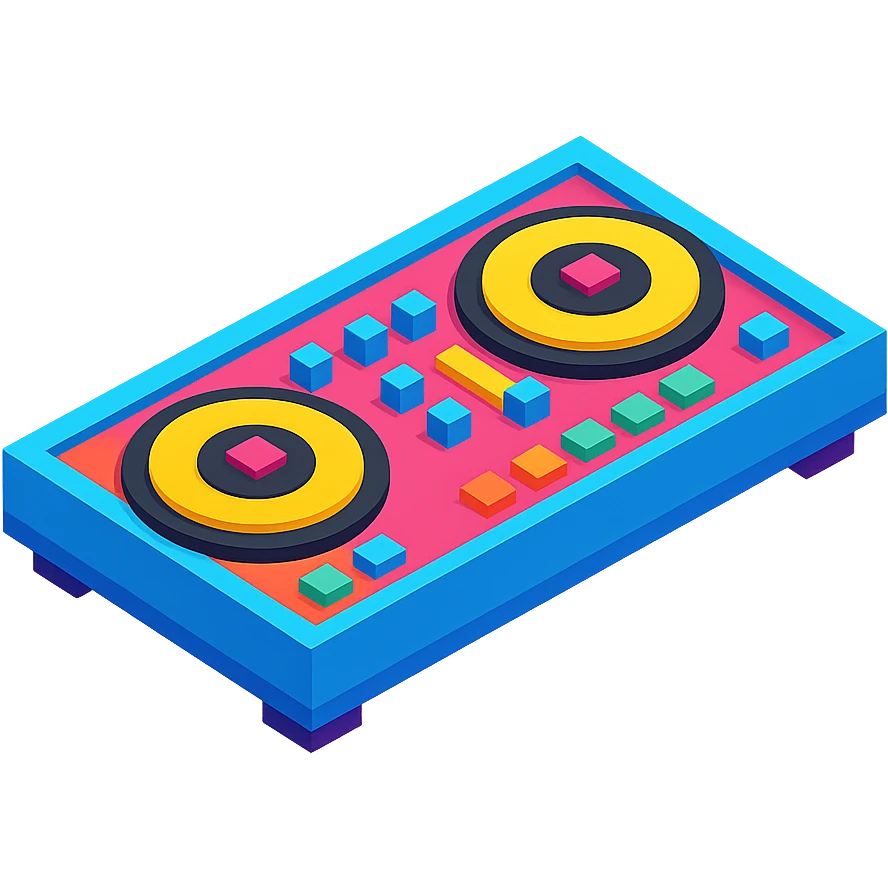 DJ turntables with a sleek design and vibrant colors emoji