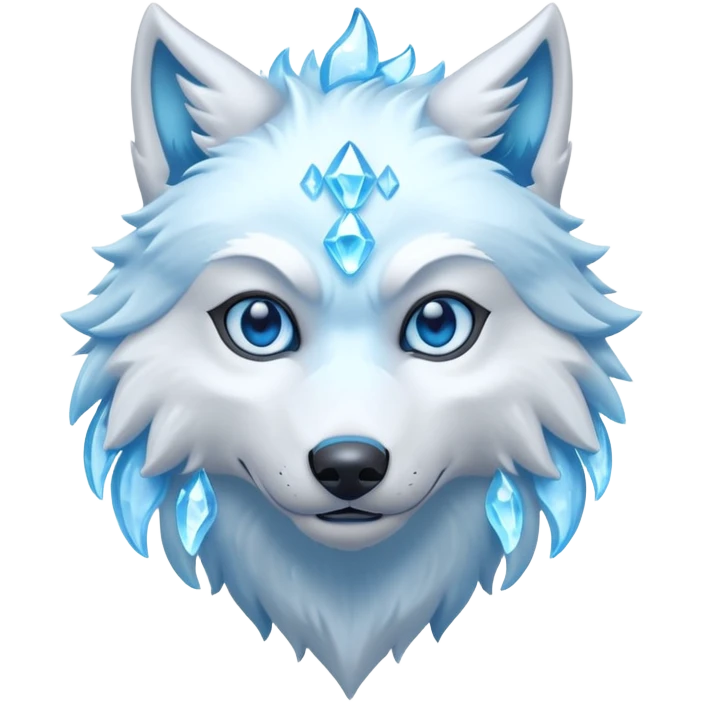 fantasy ice wolf character, glowing blue eyes, icy fur, snow aura, 3D cartoon, mobile game icon style, clean background, no text, no watermark



 emoji