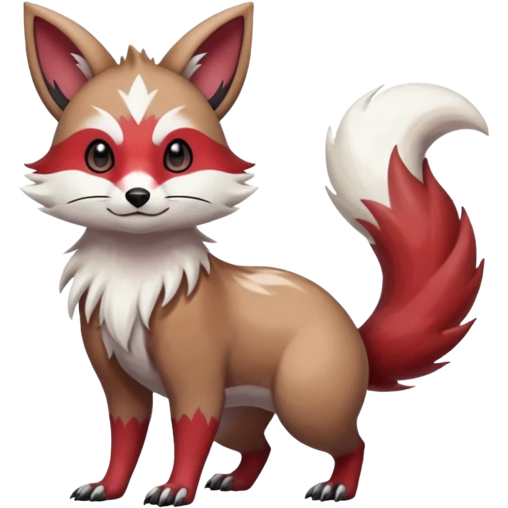 Colorful Skilled Adept Graceful Asian Painted Furret-Lycanroc-Zangoose-fusion-hybrid-creature (full body) emoji