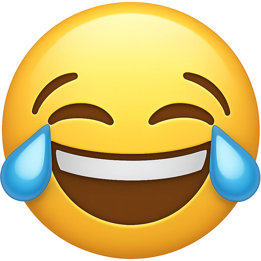 yellow laughing face emoji, digital illustration emoji