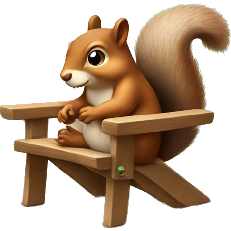squirrel meditating on wooden chair emoji