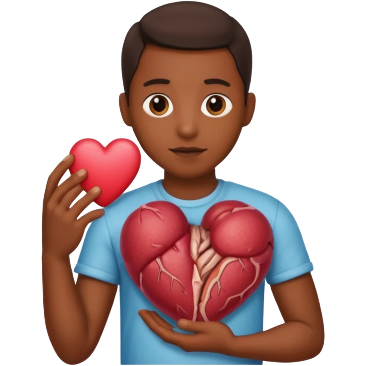 Holding heart out of chest brown skin person emoji