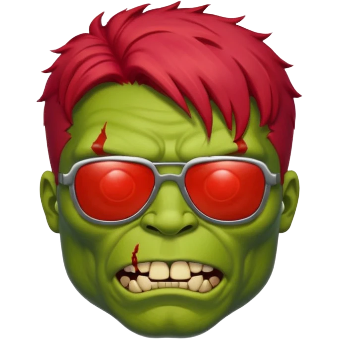 Zombie hulk with red hair and sun glasses face emoji