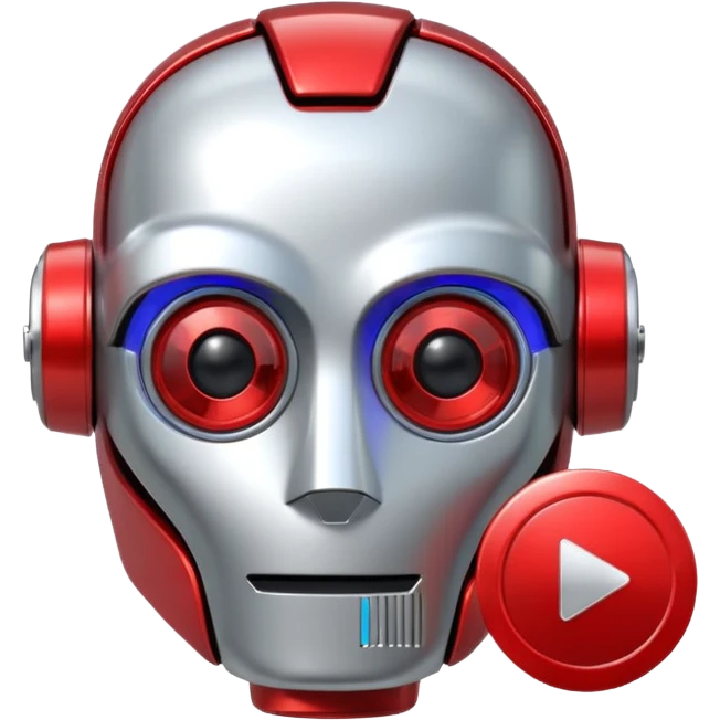 robot head next to a video play button emoji
