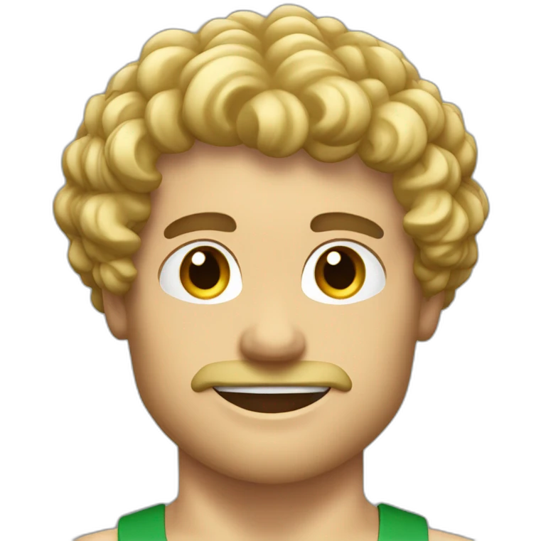 Italian blond curly hair men muscular lift weight emoji