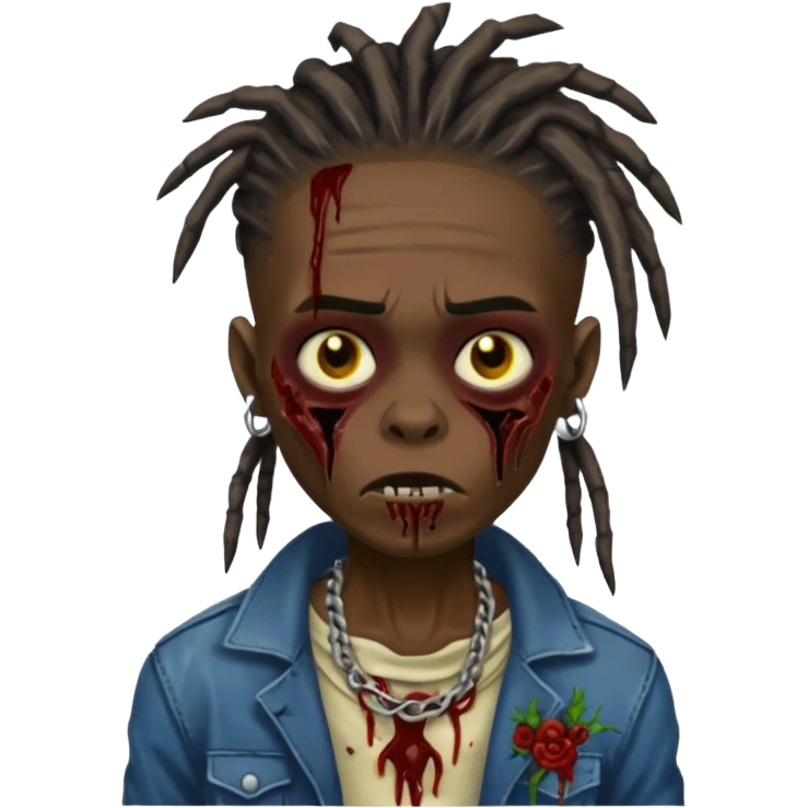 darkskin zombie boy with dreads emoji