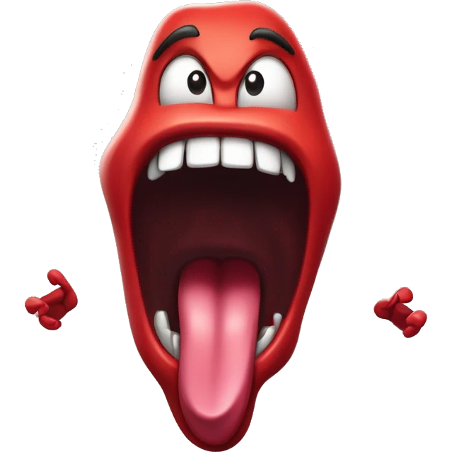 Anthropomorphized Screaming Tongue
A wild, bright-red tongue with arms and expressive eyes, mid-scream. Veins pulse along its sides as it stretches out, radiating raw emotion and energy like a rock star hitting a high note. emoji