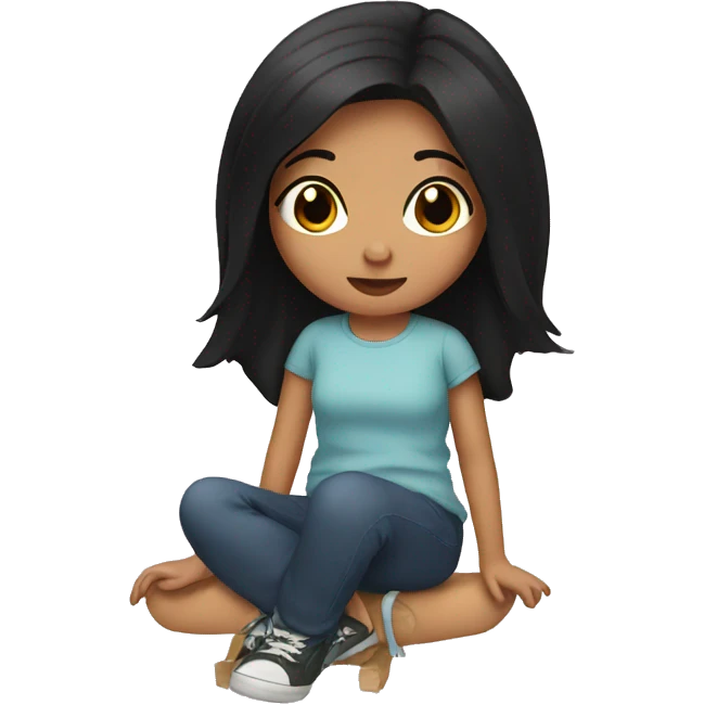 sitting girl with black hair emoji
