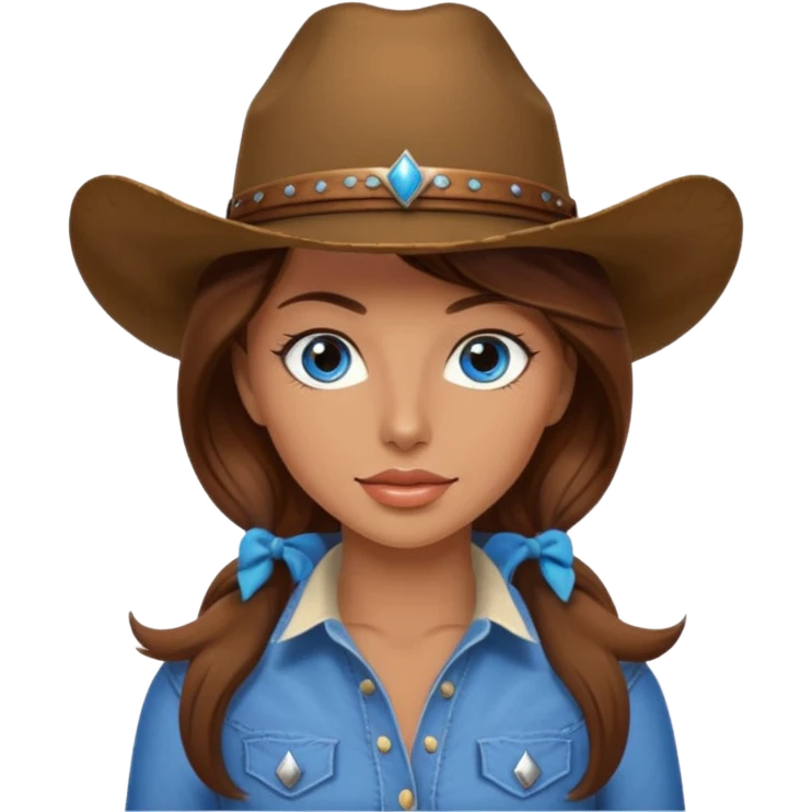 Sexy Cowgirl brown hair, estroil blue emoji