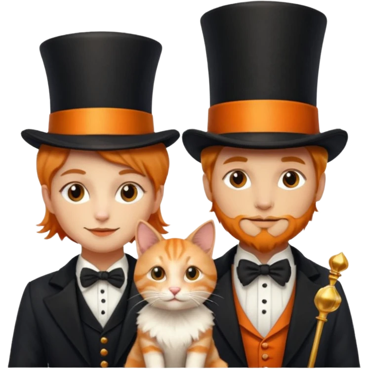 magician couple and their pet cat emoji