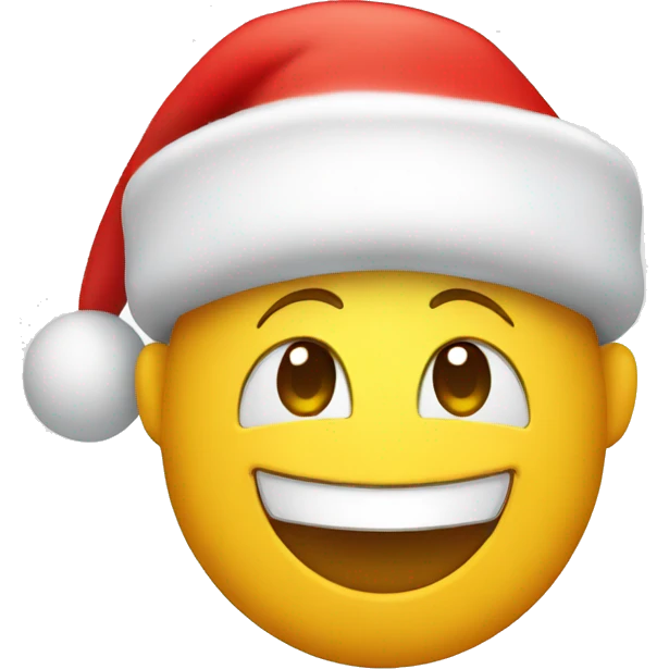 A happy face with a christmas hat emoji